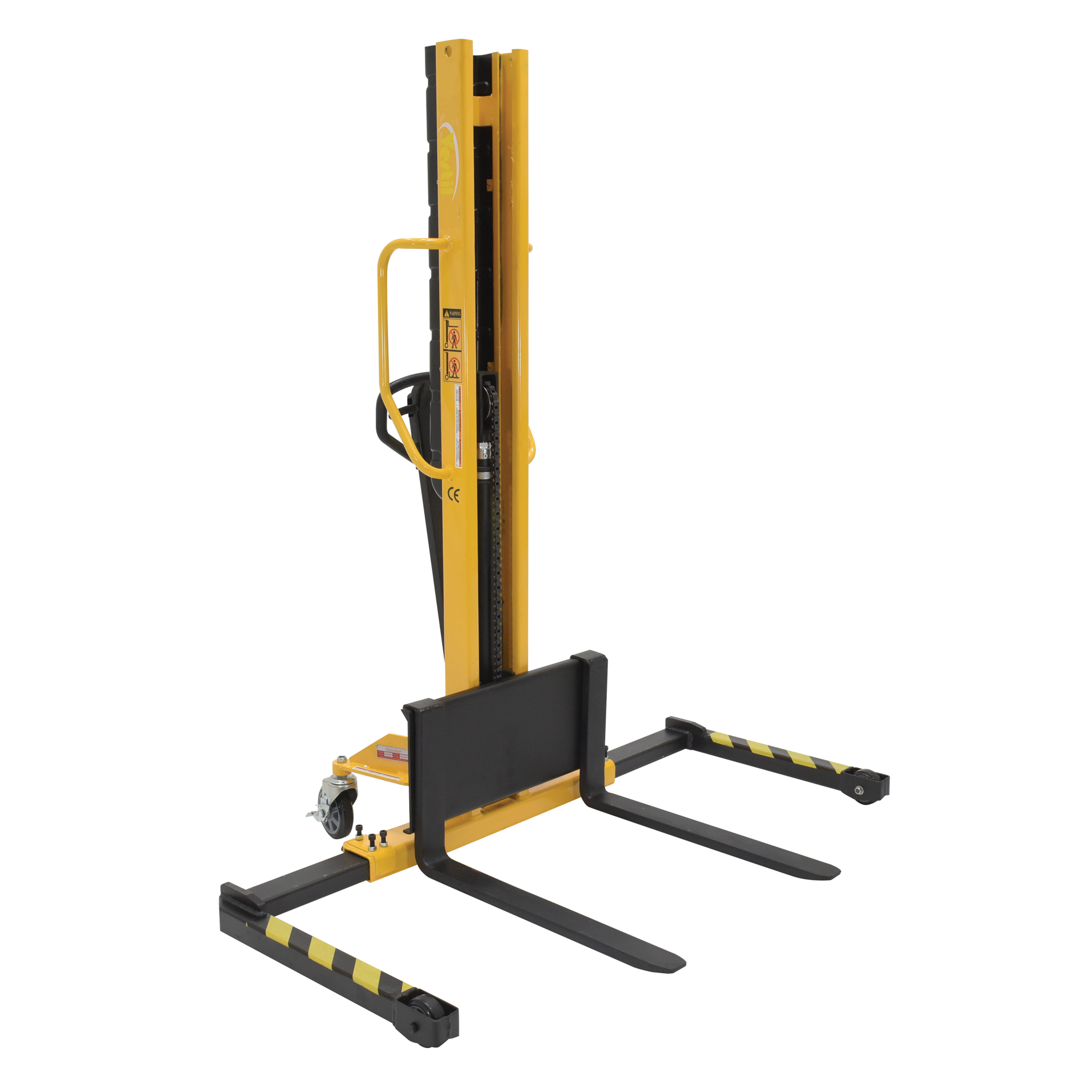 Vestil Manual Stacker - 1000-Lb. Capacity, Adjustable Forks/Legs, 62in. Raised Height, Narrow Mast, Model# VHPS-NM-1000-AA